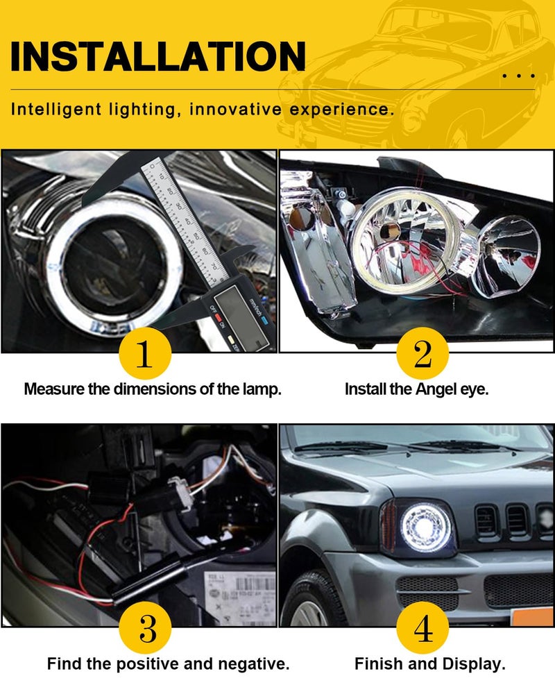 Qasim 2 Pcs White 80MM Car Angel Eyes Halo Rings COB Light Circle Ring LED Fog Light Bulbs DRL Lamp with Plastic Cover 12V 24V - Image 4